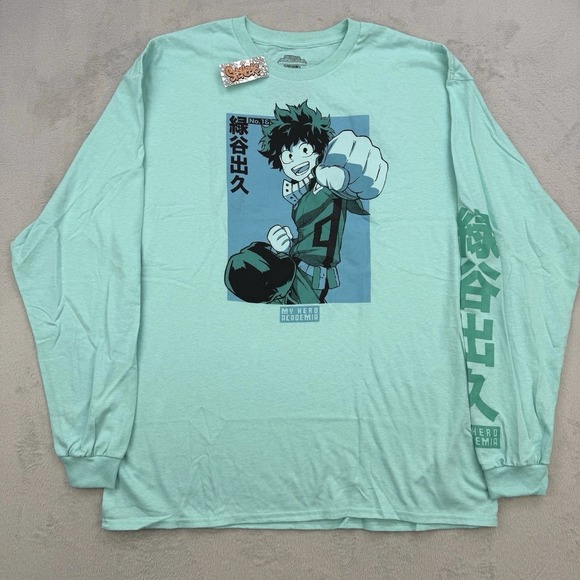 Funimation Production Other - My Hero Academia Shirt Unisex Large Deku Long Sleeve T Shirt Green Funimation‎